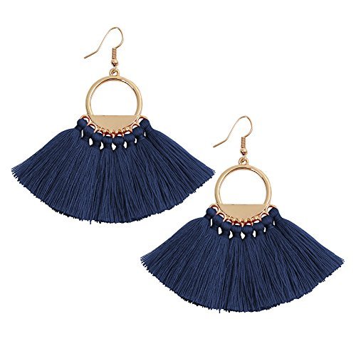Bohemia Ethnic Tassels Dangle Earrings Eardrop Blue