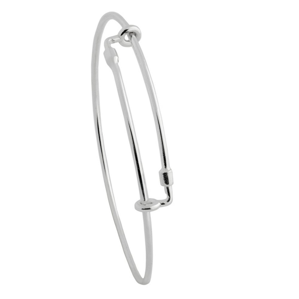 JewelryBadger Sterling Silver Plain Expandable Bracelet Made in USA (Size 7-8 Adjustable)