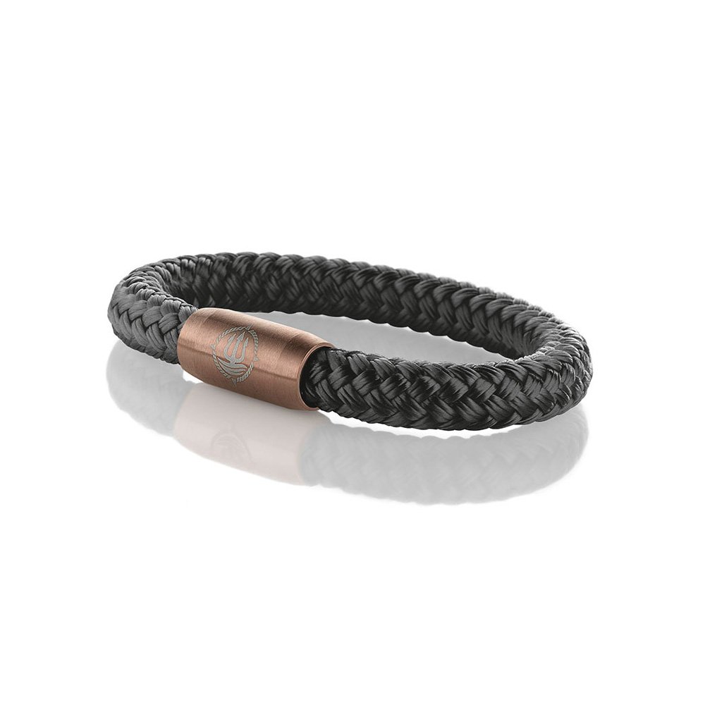 Seemannsgarn Men's Genuine Sailor's Rope Braided Bracelet in Black with Cool Stainless Steel Magnetic Clasp, 0.32 '' Diameter and 8.27 '' Length