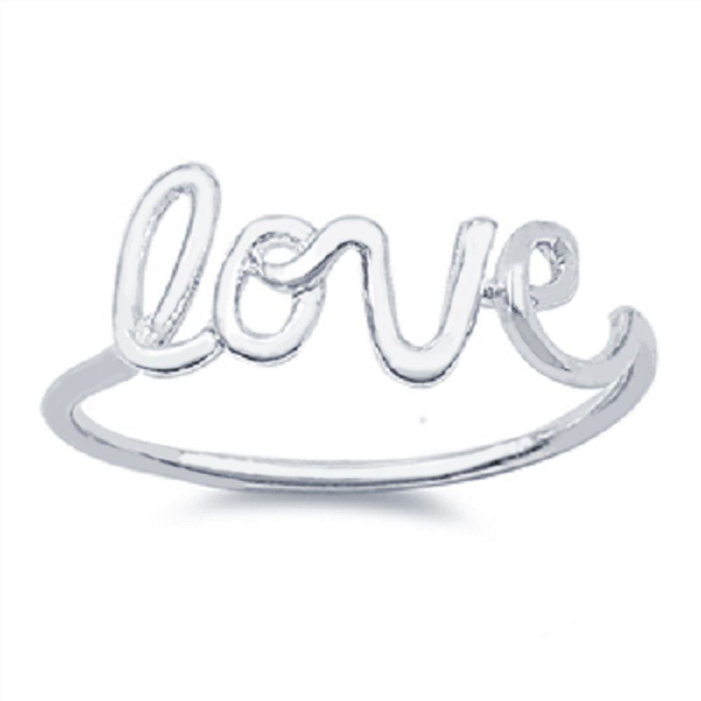 CloseoutWarehouse Sterling Silver Love in Script Wire Ring Size 13