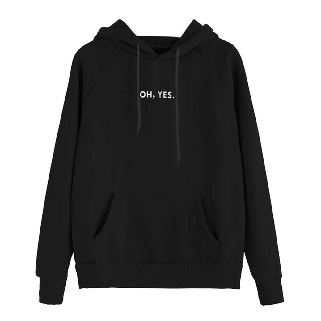 Clearance ! Oh Yes Women's Hoodie Pullover Autumn Winter Warm Women Apparel Hooded Sweatshirt Blouse Tops (Black, M)