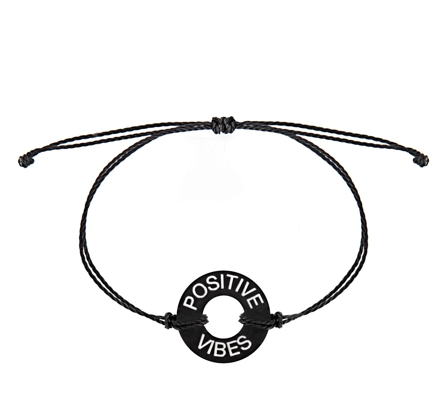 Life Token Custom Engraved Message Positive Vibes Novelty Jewelry Bracelet for Both Men and Women (Black Token with Silver Engraving)