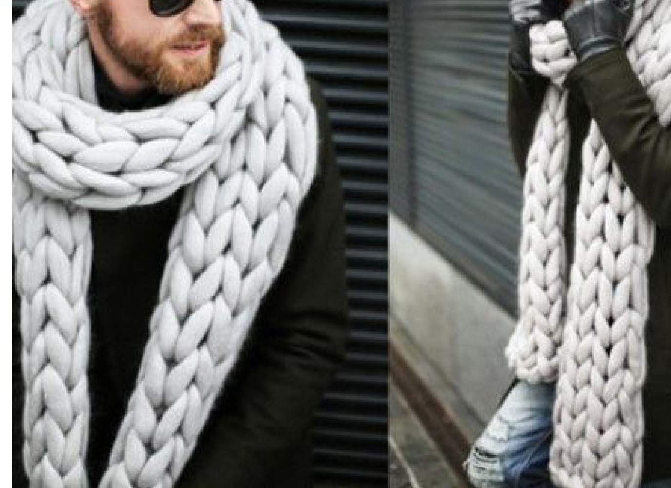 SLR Thick Wool Scarf, Men and Women Warm Scarf, bib, Braided Scarf, bib,Gray,One Size