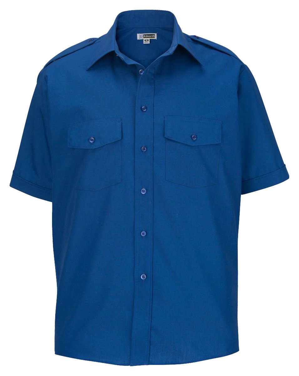 Edwards Garment Ed Garments Men's Point Collar Safari Poplin Shirt, Royal, 2XL T