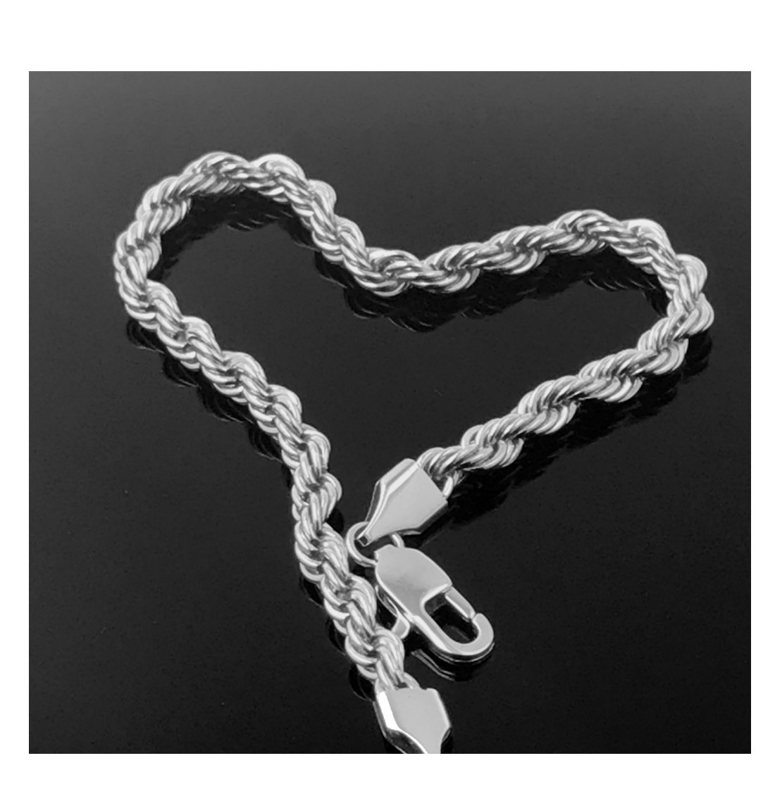 White Gold Filled 18kt Diamond Cut Rope Chain Bracelets 5MM With A USA Made! (8)