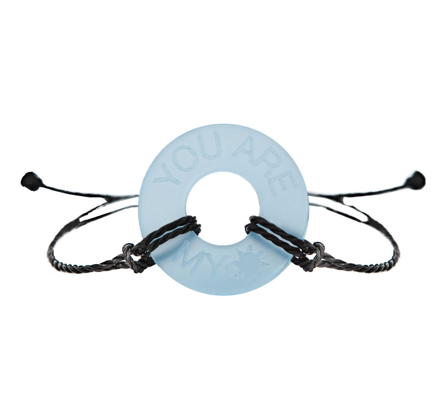 Life Token Custom Handmade Personalized Engraved Message You are My Sunshine Novelty Jewelry Bracelet for Both Men and Women (Blue Token with Black String)