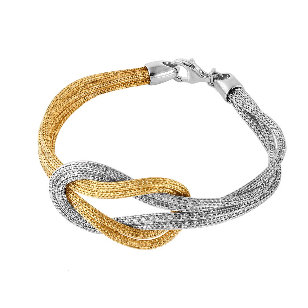 Gold-Tone Plated Sterling Silver Mesh Infinity Knot Italian Bracelet