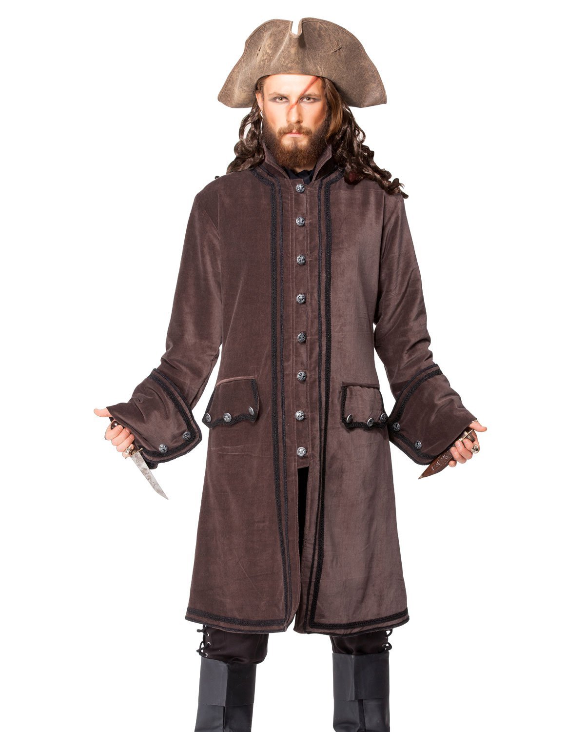 Pirate Medieval Renaissance Calico Jack Coat Jacket Costume [C1408] (Large)