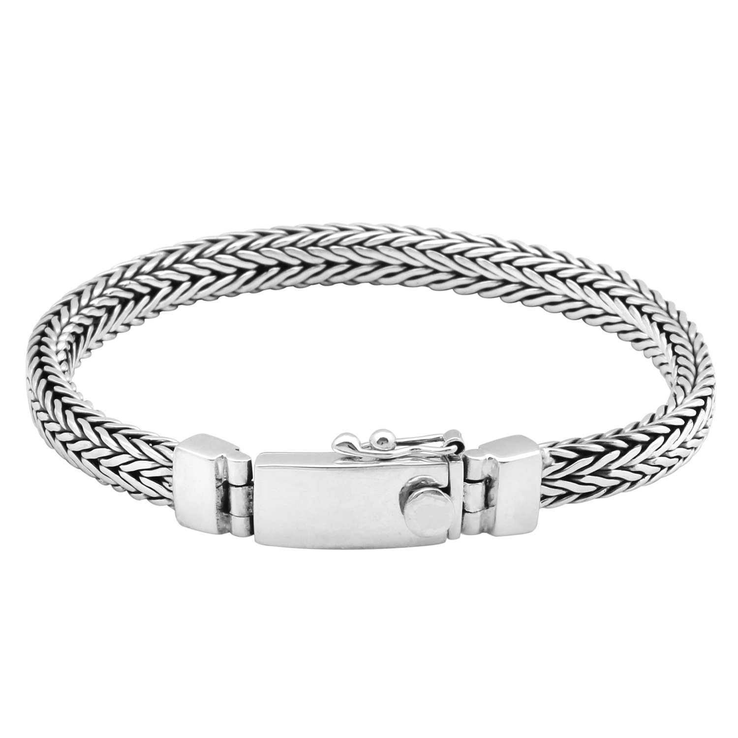 MetJakt Classic 19cm Real 925 Sterling Silver Unisex Bracelet Link Friendship Bracelets Fine Jewelry (Square Style)