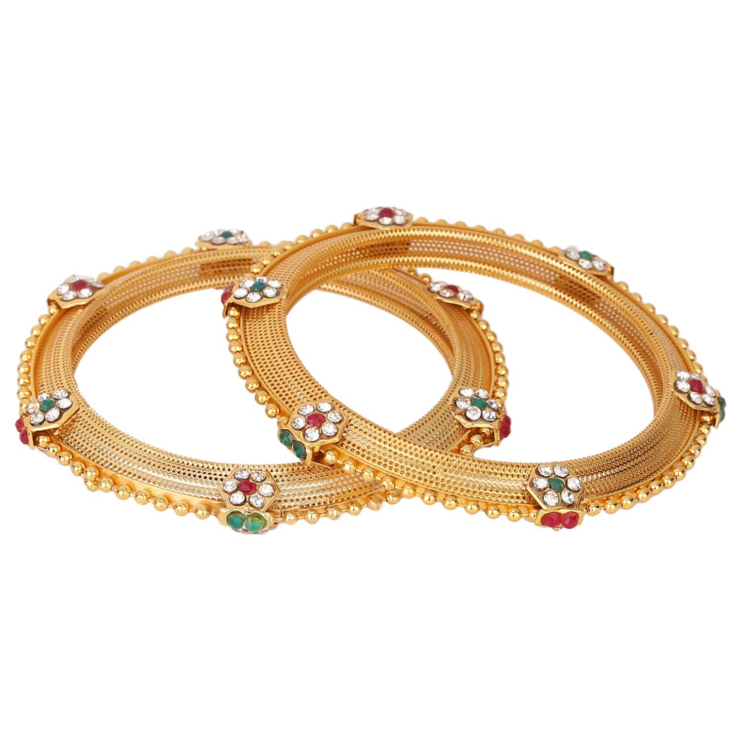 Efulgenz Indian Bangles Bollywood Traditional Ethnic 18 K Gold Plated Faux Rhinestone Bangle Bracelets Bridal Wedding Jewelry For Women