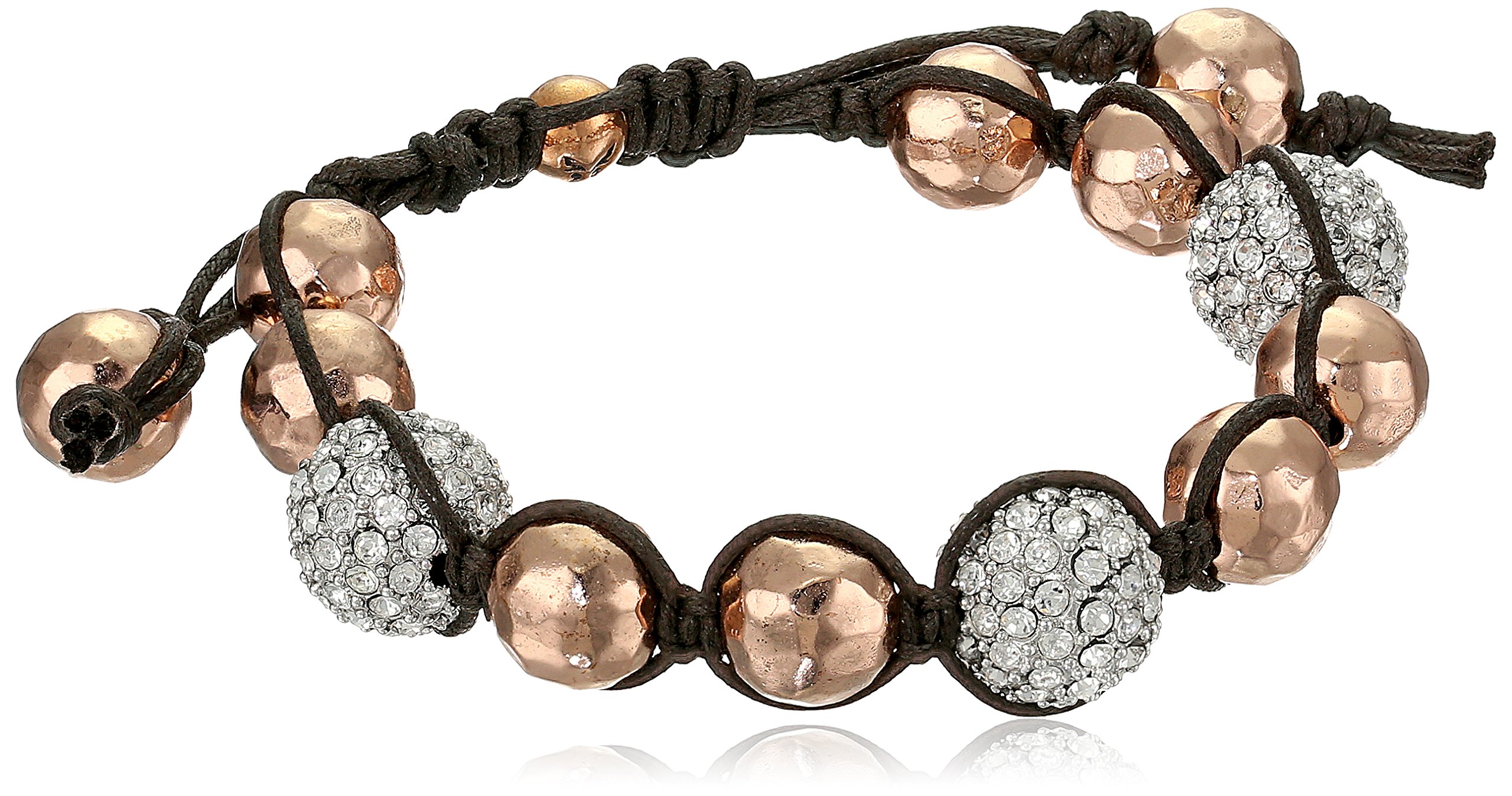 Tai Rose Gold Hammered Ball with Pave Swarovski Crystals Bracelet
