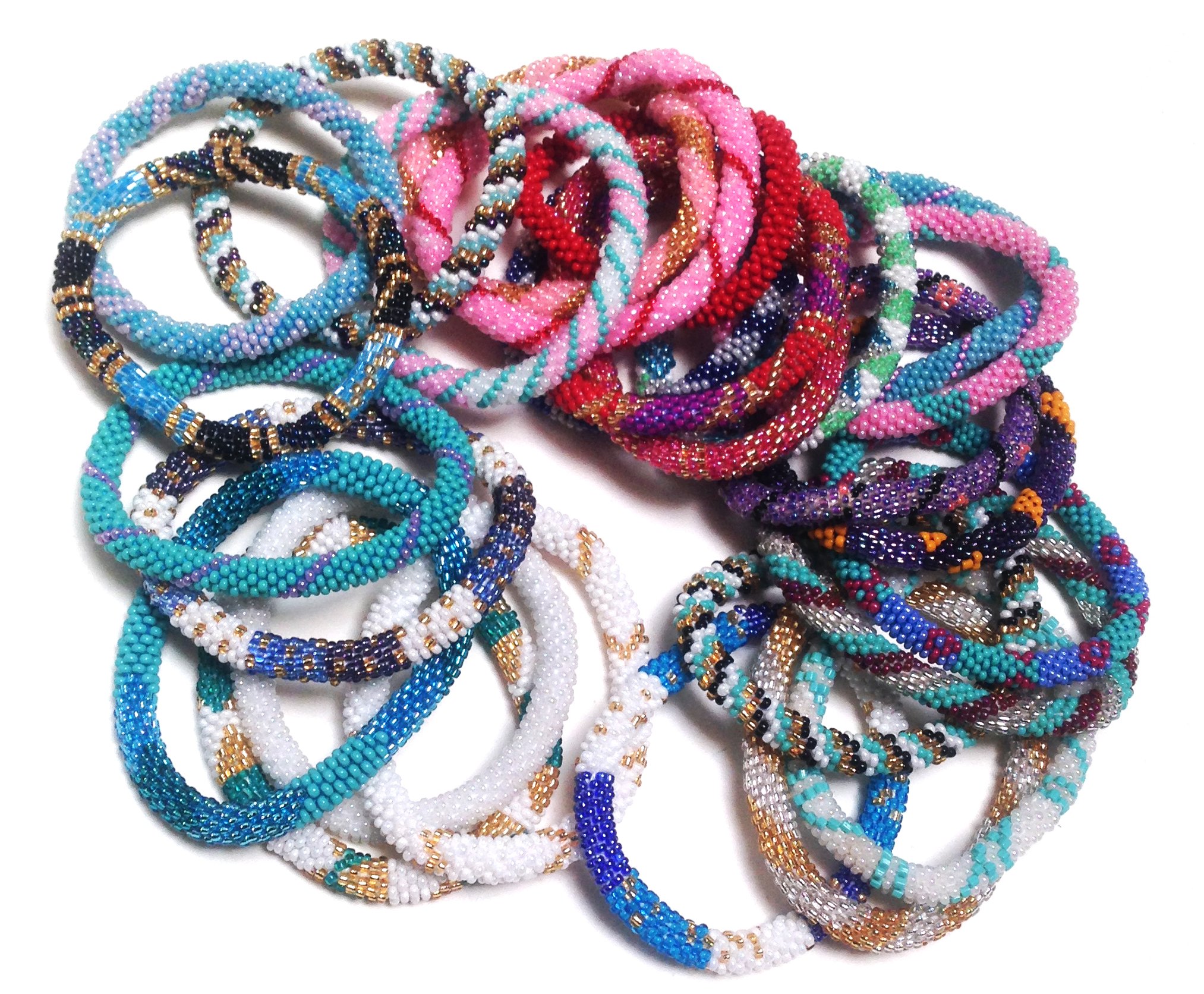 Wigspedia Wholesale - Random Mix Nepal Glass Beaded Bracelets (Set of 6)